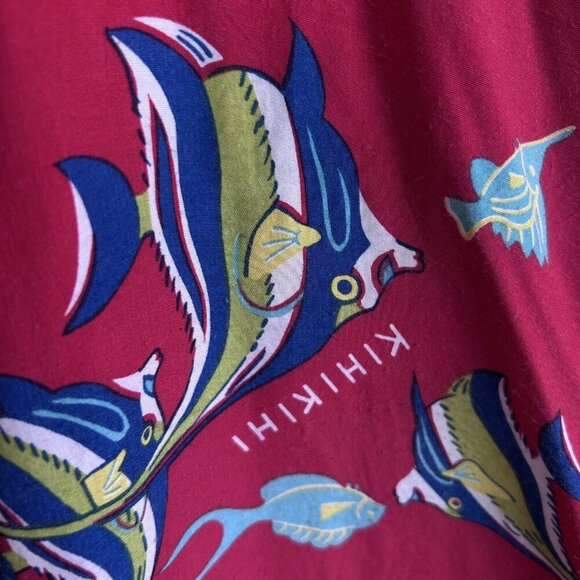 Vintage Reminiscence by Stewart Richer Red Hawaiian Fish Loop Collar Shirt - Picture 8 of 10